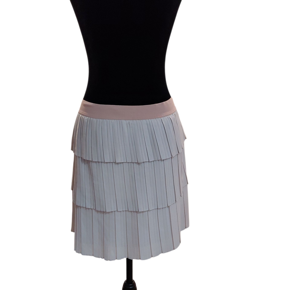 "BCBGMaxAzria" NWT Sz.L Taupe&Beige Pleated Mini Skirt MSRP:$158 No Flaws.